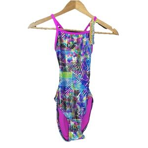TYR The Finals Funnies Love Bug Foil Swimsuit - Size 28 NEW Geometric Multicolor
